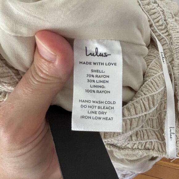 Lulu's NEW Effective Charm Beige Linen Strapless Jumpsuit Large Boho neutrals - Picture 9 of 10